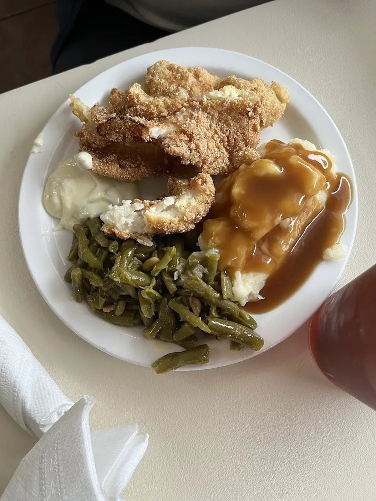 Fried Catfish Green Beans and Mashed Potatoes